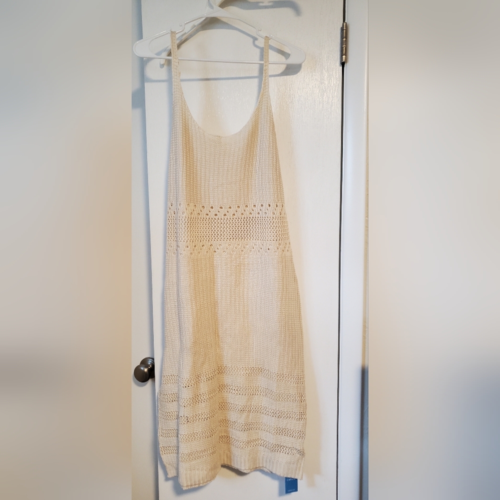 Cupshe Beige Waffle Knit Scoop Neck Sleeveless Midi Cover-Up